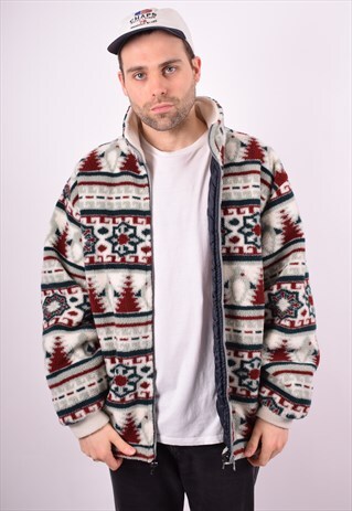 MENS VINTAGE FLEECE JACKET XL MULTI 90'S