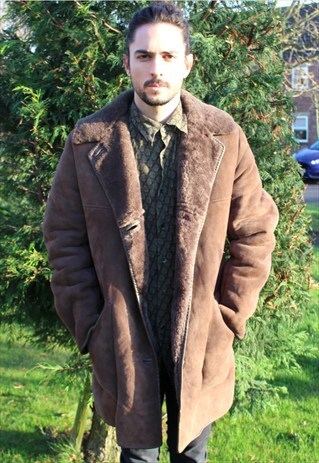 VINTAGE 80S SHEEPSKIN JACKET SHERPA - LARGE - FESTIVAL