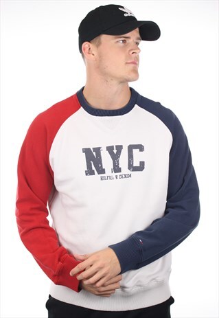 VINTAGE 90S TOMMY HILFIGER DENIM SWEATSHIRT JUMPER