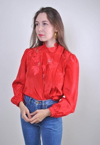 80s red vintage women oriental blouse | TarasCommon | ASOS Marketplace