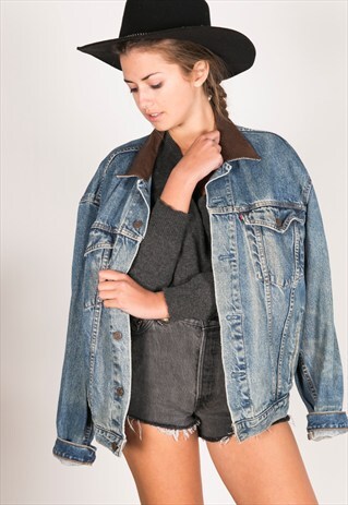 VINTAGE 80S LEVIS CONTRAST COLLAR DENIM JACKET /AVR/ R724