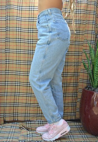 BLUE DENIM STRAIGHT LEG JEANS