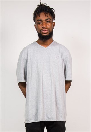 90'S VINTAGE CHAMPION GREY V-NECK T-SHIRT
