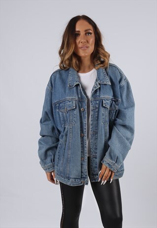VINTAGE DENIM JACKET OVERSIZED FITTED UK 20 - 22 3XL (J3E)