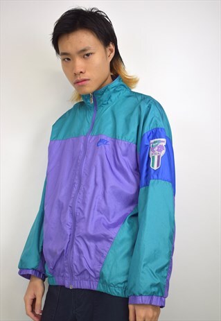 VINTAGE 90S NIKE PURPLE TURQUOISE SPRAY JACKET