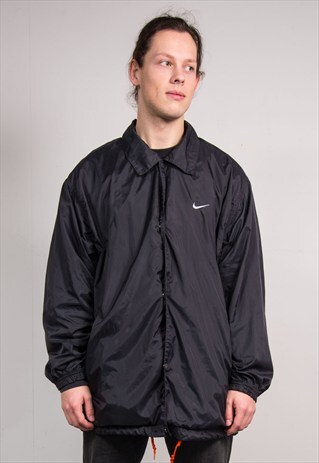 VINTAGE 90'S NIKE BLACK CAGOULE LIGHTWEIGHT COACH JACKET