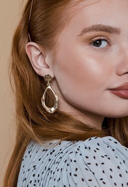 Irregular Matte Gold Tear Drop Earrings