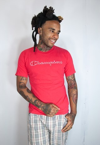 CHAMPION RED VINTAGE T SHIRT