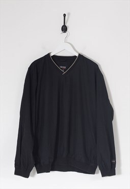 Vintage IZOD Black V-Neck Pullover Windbreaker Jackets