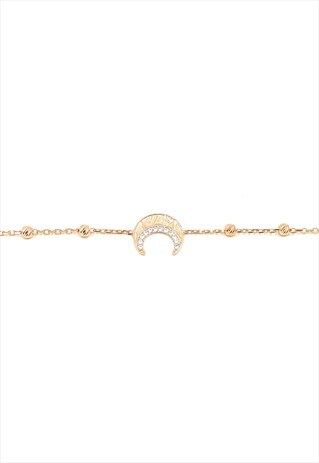 MOON CHARM BRACELET, 925 SILVER, ROSE GOLD