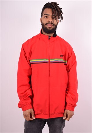 PUMA MENS VINTAGE TRACKSUIT TOP JACKET XXL RED 90S