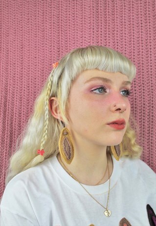 CROCHET TAN VULVA EARRINGS