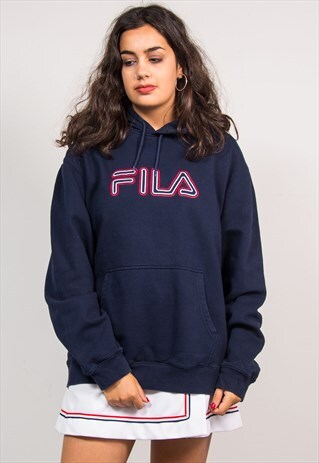 VINTAGE 90'S NAVY BLUE FILA SWEATSHIRT HOODIE