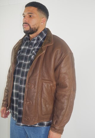 VINTAGE BROWN LEATHER FLIGHT JACKET