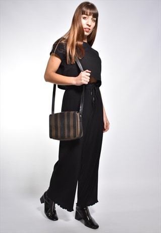 VINTAGE FENDI STRIPED LEATHER SHOULDER BAG