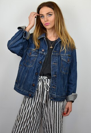 VINTAGE 90S DARK BLUE WRANGLER DENIM JACKET