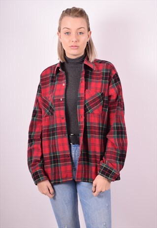 WOMENS VINTAGE FLANNEL SHIRT XL RED CHECK 90S