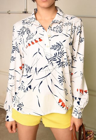 70'S RETRO FLORAL PRINT PARIS CHIC FESTIVAL TUNIC TOP