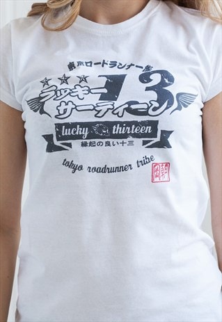JAPANESE T SHIRT JAPAN RETRO TOKYO WHITE PRINTED TEE WOMEN