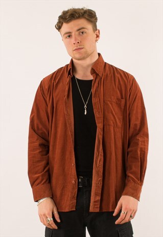 VINTAGE ORANGE CORDUROY FLANNEL SHIRT XL