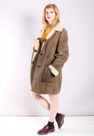 VINTAGE 70S CONTRAST SHEARLING SHEEPSKIN COAT