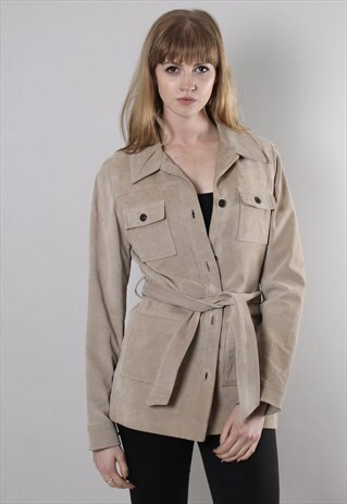 VINTAGE 90S BEIGE SUEDE BELTED JACKET