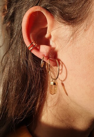 CRYSTAL HOOPS - GOLD & IMPERIAL TOPAZ