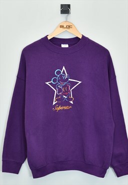 Vintage Mickey Mouse Sweatshirt Purple Small