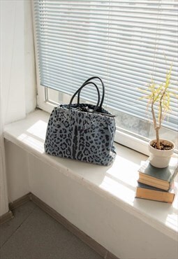 Vintage Rare Dolce & Gabbana Denim Leopard Print Tote Bag