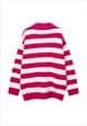 KNITTED POLO SHIRT LONG SLEEVE STRIPED JUMPER FLUFFY TOP
