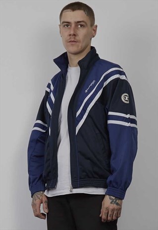 VINTAGE 90'S CHAMPION USA BLUE TRACKSUIT JACKET