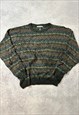 VINTAGE ABSTRACT KNITTED JUMPER PATTERNED GRANDAD SWEATER