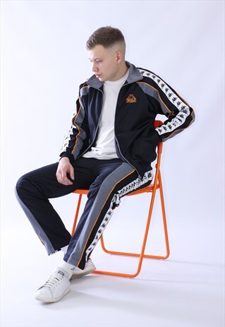 VINTAGE MENS KAPPA STRIPES TRACKSUIT JACKET PANTS
