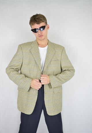 VINTAGE TWO COLOUR CHECKERED OVERSIZE RAVE BLAZER