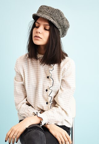 VINTAGE 90'S RETRO JAZZY KNIT NEWSBOY CAP BERET