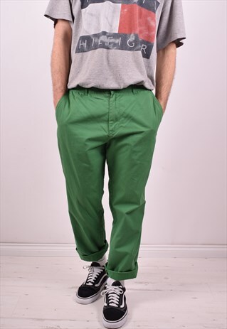 LACOSTE MENS VINTAGE TROUSERS W36 L30 GREEN 90S