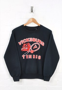 Vintage Vicksburg Tennis Sweater Black Ladies Small