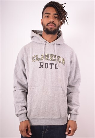 CHAMPION MENS VINTAGE CLARKSON ROTS HOODIE JUMPER LARGE GREY