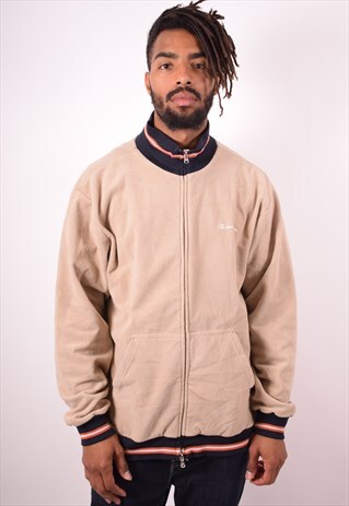 CHAMPION MENS VINTAGE FLEECE JACKET XL BROWN 90S