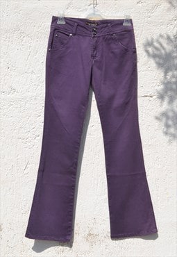 Deadstock purple stretch mid rise flared pants