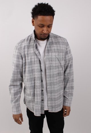 VINTAGE MEN'S COPPER & OAK GREY CHECK CORDUROY SHIRT