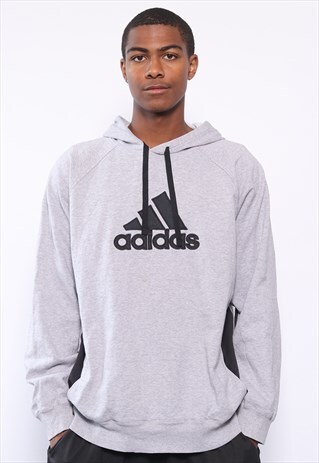 VINTAGE ADIDAS BIG LOGO HOODIE GREY