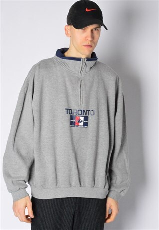 VINTAGE 90S GREY TORONTO ZIPPER SWEATSHIRT