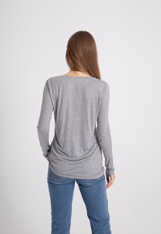 BASIC CREW NECK LONG SLEEVE T-SHIRTS GREYMELANGE