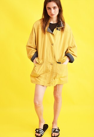 90'S RETRO MUSTARD YELLOW OVERSIZED THIN PARKA JACKET