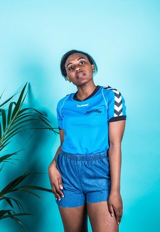 VINTAGE HUMMEL FOOTBALL SHIRT IN BLUE