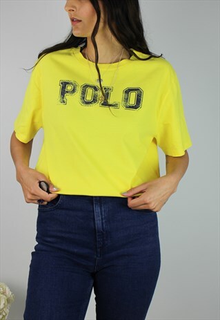 VINTAGE POLO RALPH LAUREN TSHIRT W SPELL OUT LOGO FRONT