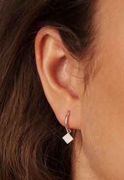Mini diamond hoop earrings sterling silver
