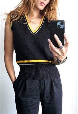 70s Retro Hipster Smart Preppy Sport Vest Waistcoat S M