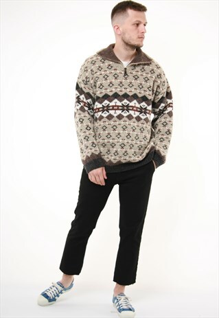 VINTAGE RARE VINCI WOOL 1/4 ZIP KNITWEAR SWEATER 14212